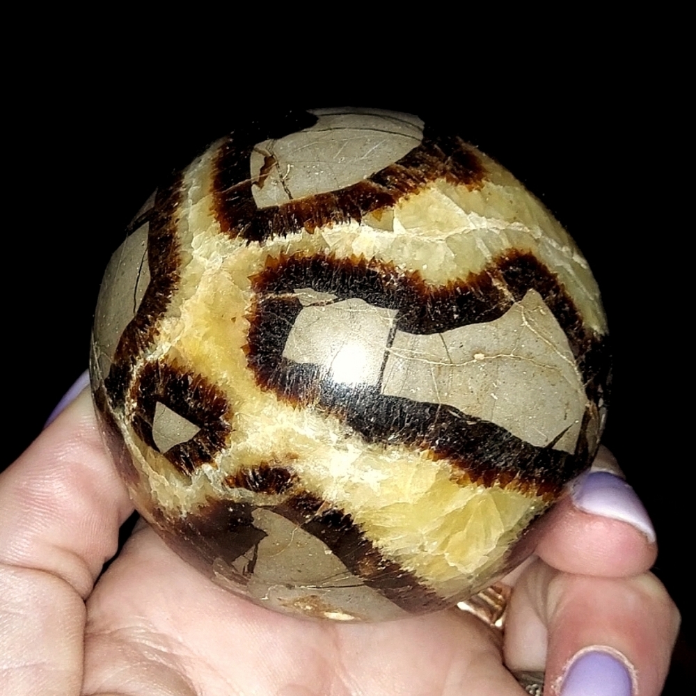 Polished Sepia & Cream Decorative Stone Sphere